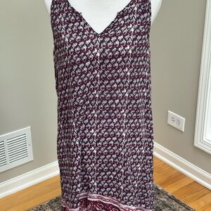 Velvet by Graham & Spencer |  Patterned Dress - Burgundy and Cream, Sz M